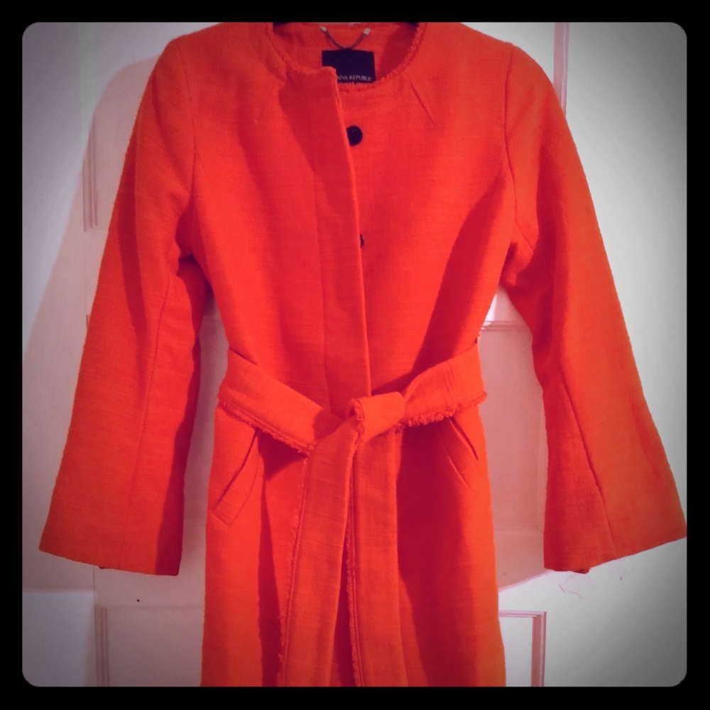 Banana Republic cotton blend blood orange coat